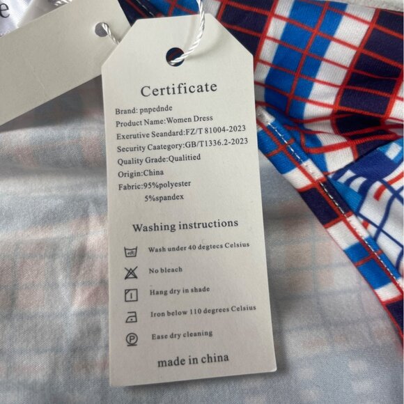 Pnpednde Maxi Dress Womens 3XL Red White Blue New Belted Striped Plaid Patriotic - Picture 9 of 10